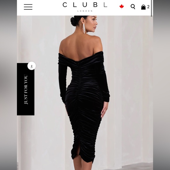 Club L London maternity dress in black velvet (size 8) - Picture 3 of 5